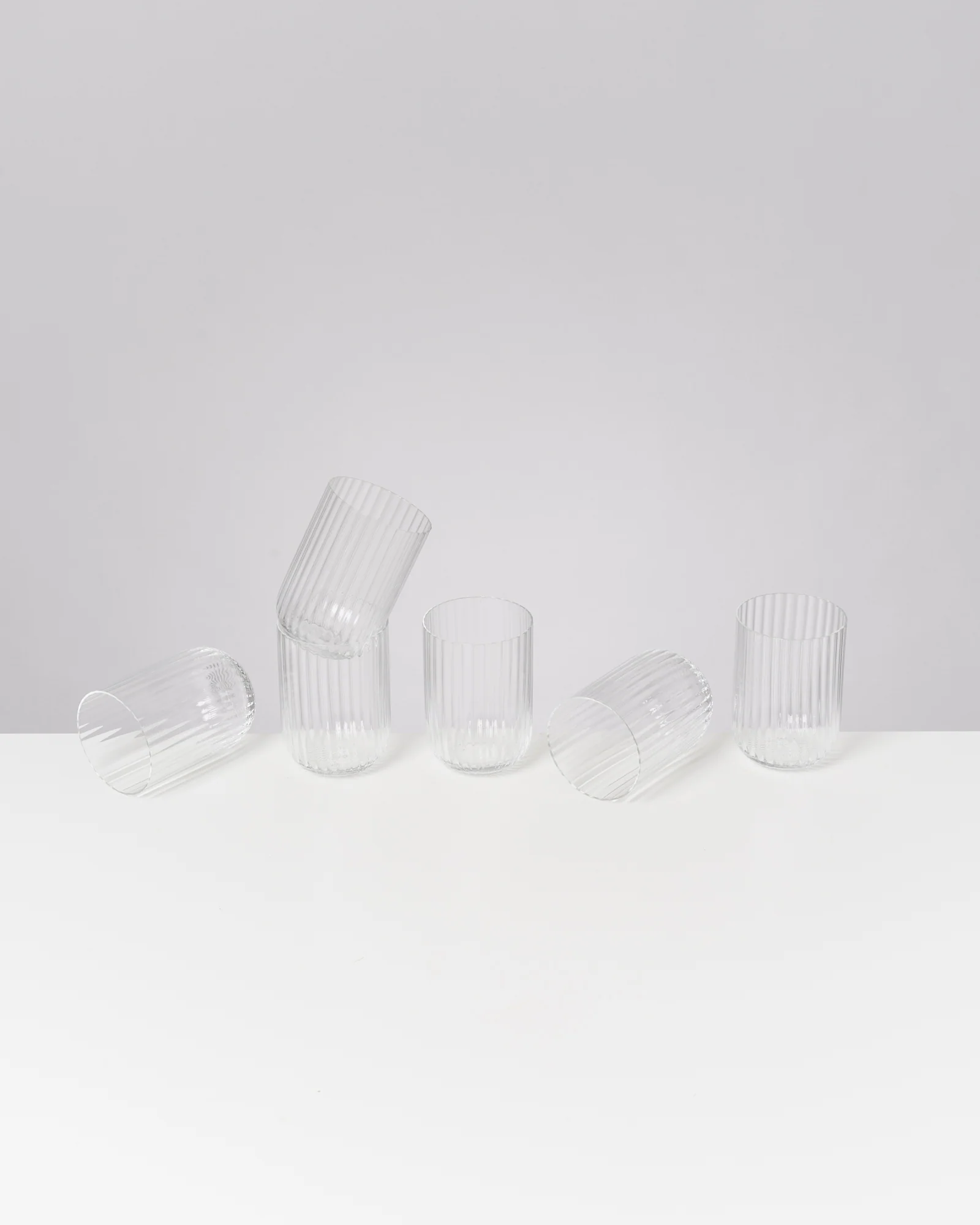 Joia Glas klein riffled transparent 6er-Set