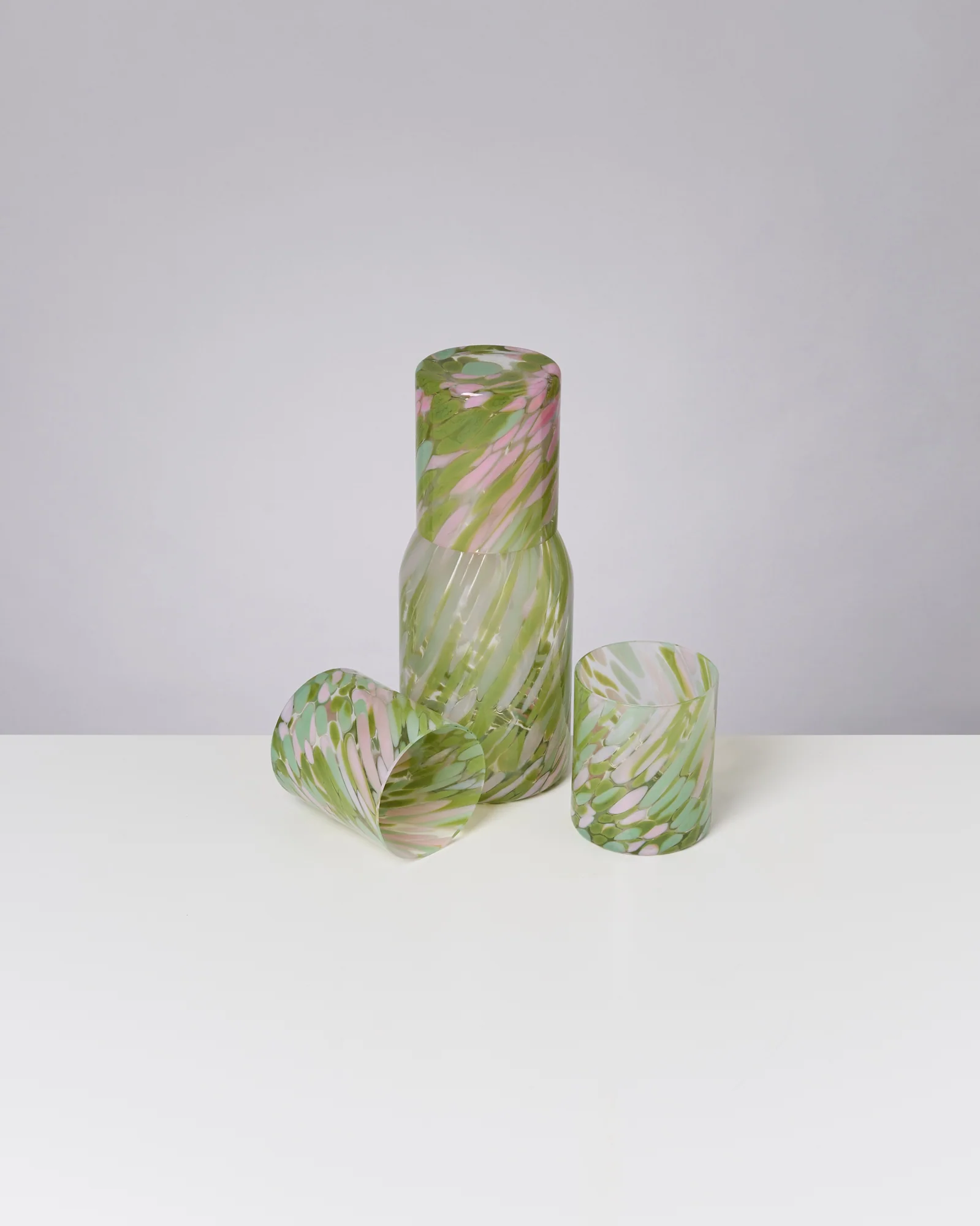 Joia Glas groß drops grün rosa - Image 5