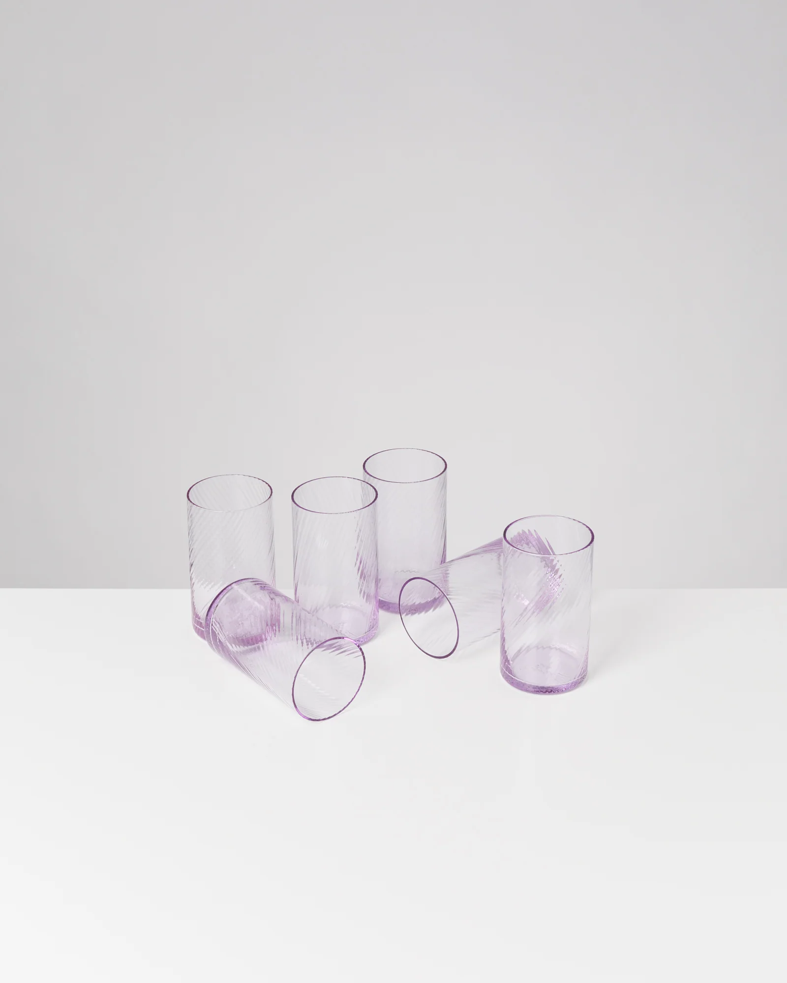 Leiria Glas klein riffled lila 6er-Set