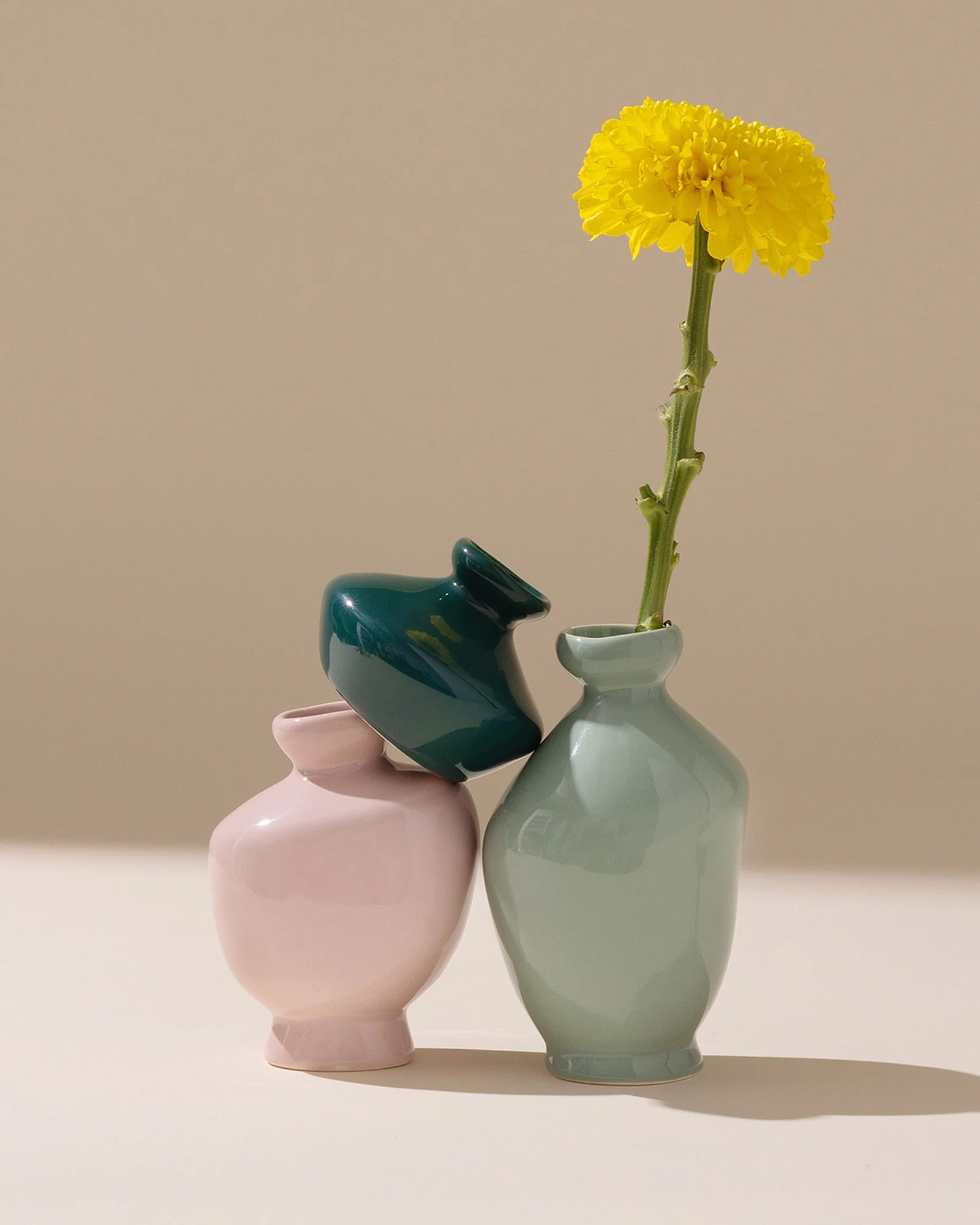 Mino Vase 3er-Set dunkelgrün lila salbei - Image 2