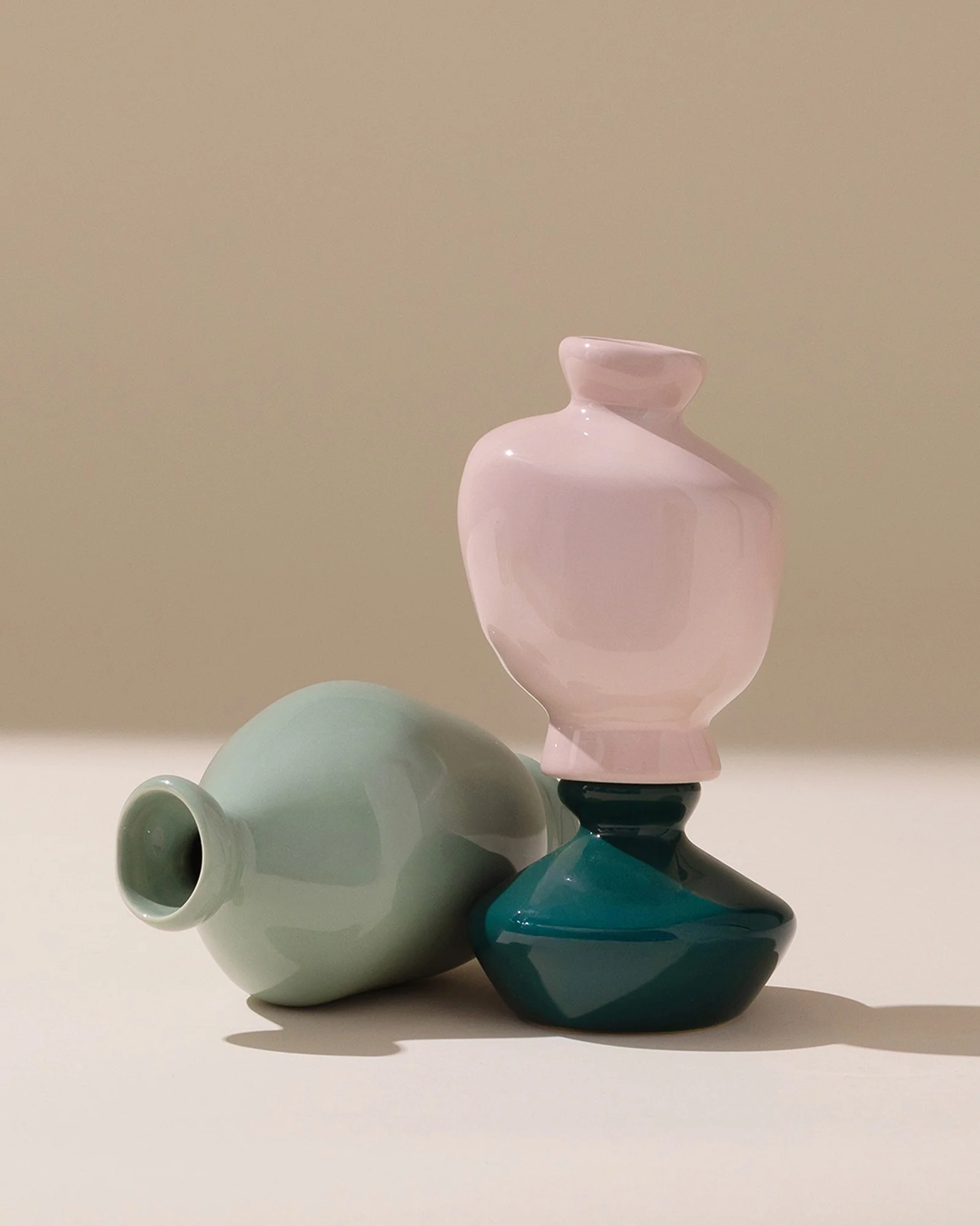 Mino Vase 3er-Set dunkelgrün lila salbei - Image 7