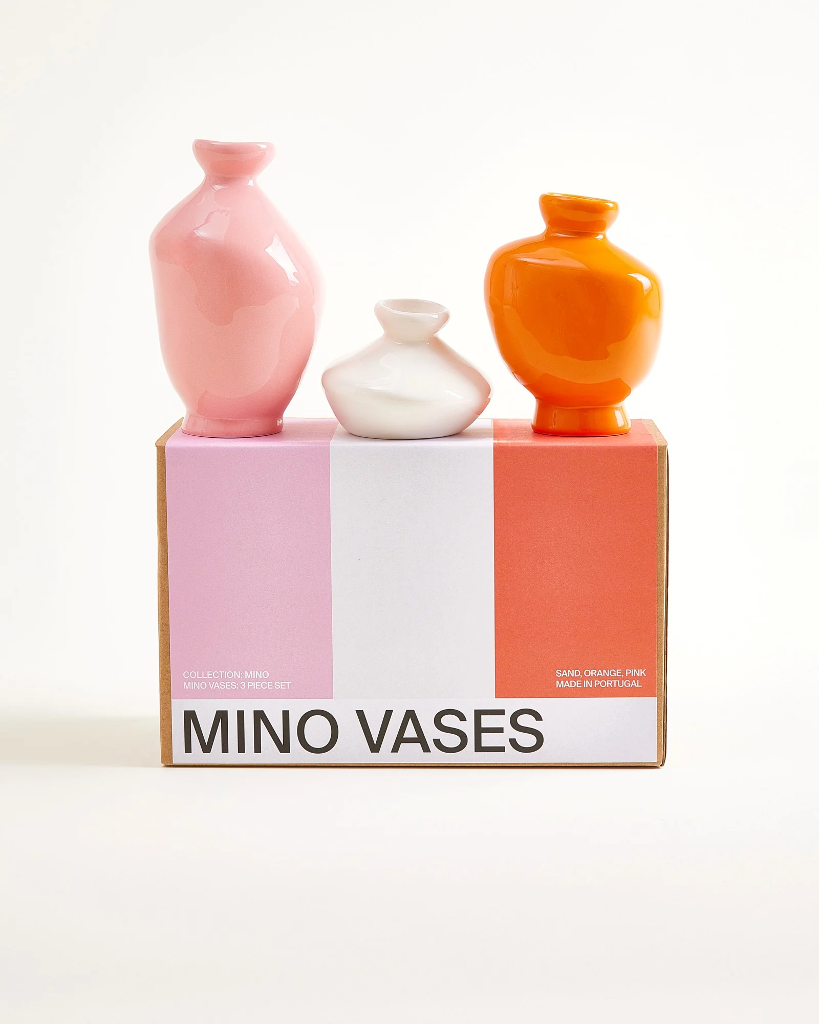 Mino Vase 3er-Set sand orange rosa