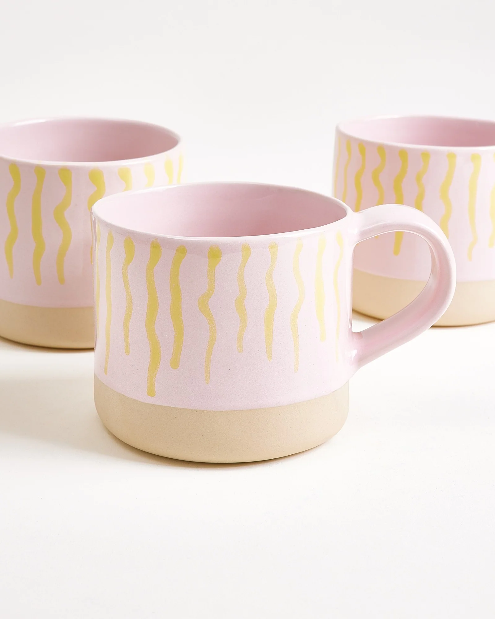 Nódoa Tasse groß gestreift rosa gelb 6er-Set - Image 2