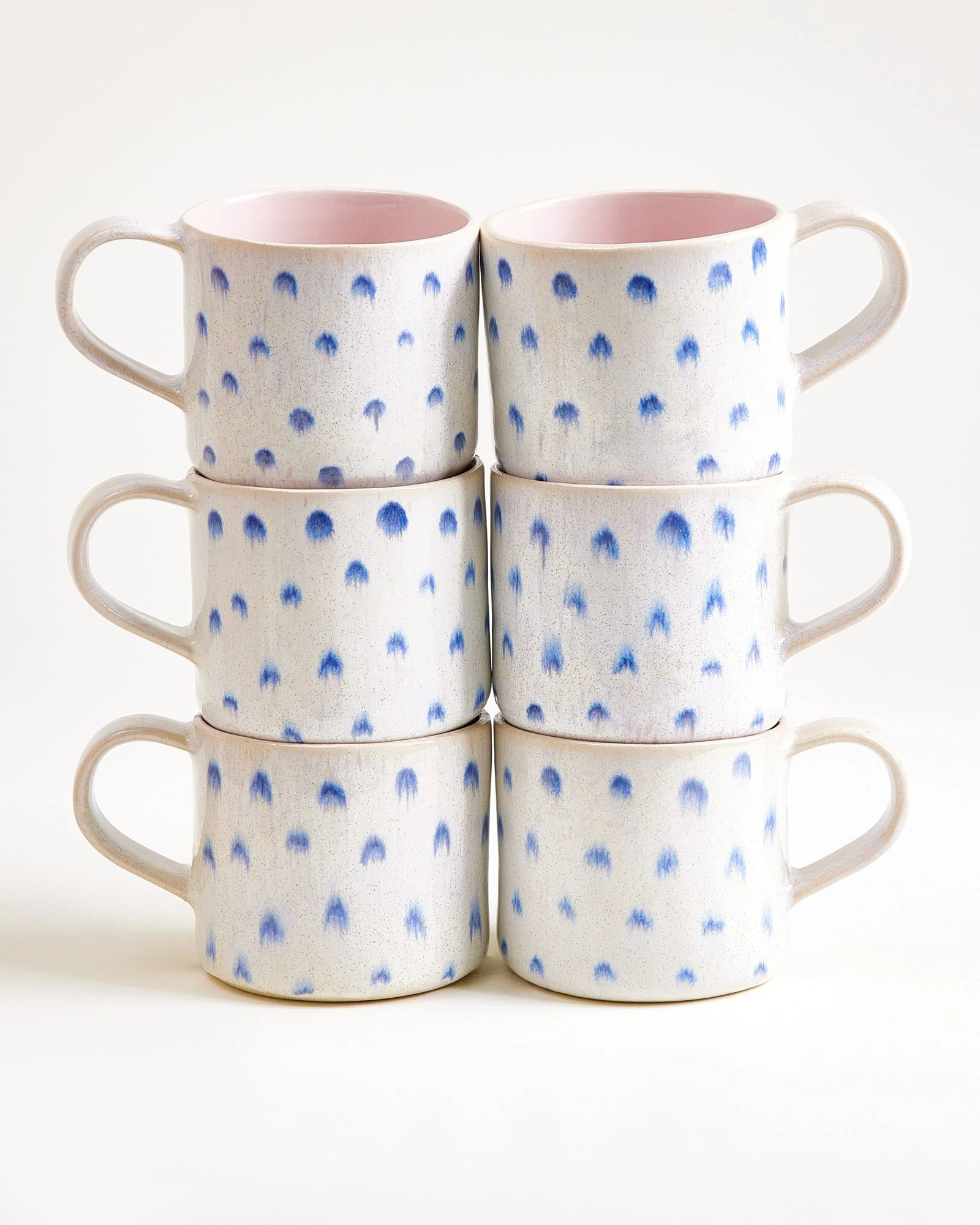 Nódoa Tasse groß gepunktet rosa blau 6er-Set